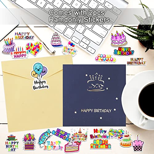 Auto-Play Music Birthday Gift Card, Plays Pure Song 'Happy Birthday to You’, Funny Pop Up Birthday Cards, 3D Musical Happy Birthday Cake Card for Mom, Dad, Wife, Husband, Kids, Friends (1 Pack, Blue)
