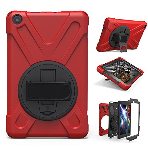 Amazon Fire HD 8 �P�[�X (2018/2017���f���K�p) 360�x ��] �n���h�z���_�[ �X�^���h �X�g���b�v �ϏՌ� �h�o ��v ��� �Ў� �ϋv �����h�~ �L�b�Y �q�� ���� ������� �n�[�h Amazon Fire HD 8 �P�[�X