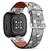CJBROES Replacement Leather Watch Band, Compatible with Fitbit Versa 3 and Fitbit Sense of Wristband Bracelet Accessory - Round Ethnic Shapes