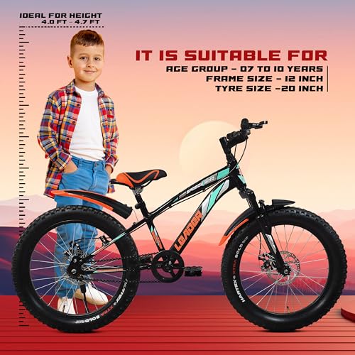 Leader Speedy Bike 20T Kids Cycle with Front Suspension | DD Brake | Ideal 7-10 Years 20 T Fat Tyre Cycle - Matt Black 9 51QoKmJ1TOL