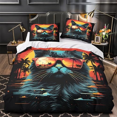 Housses de couettes chat 3D ensemble de literie microfibre super king - 4