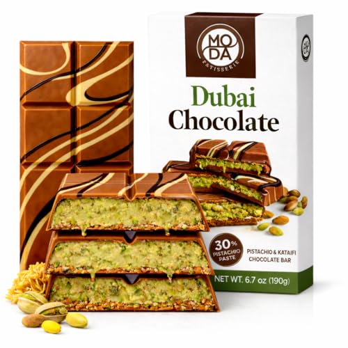 Dubai Chocolate Bar with Pistachio and Cruncy Kadaifi | Viral Dubai Chocolate | Milk Chocolate - Pistachio Regular 6.7 oz (190g)