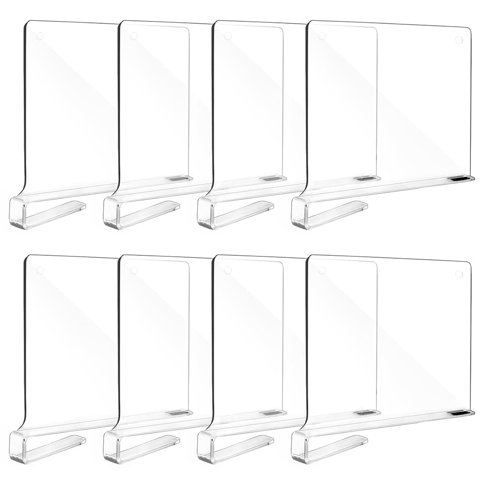 BAKAJI Set 8 Divisori in Acrilico Trasparente per Mensole, Organizer Separatore Armadio Multiuso, Separatori Salvaspazio Cassetti, Vestiti, Asciugamani, Guardaroba, Scaffali, Scarpe, 28 x 3 x 22,5 cm