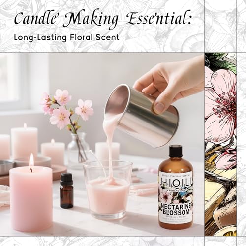 Image of HIQILI Nectarine Blossom Fragrance Oil for Perfume, Candle & Soap Making | Perfect for Diffuser Home, Car, Yoga & SPA, Add to Body Lotion, Dryer Balls - 5.07 Fl Oz / 150 ML