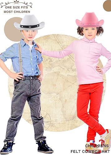 4 Pack Kids Studded Cowboy Hat Western Rodeo Texan Cowboy Hat for Boys Girls Cowboy Party Costume Accessories4