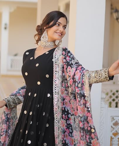 Image of Fashion Basket Gergette Embroidered Long Anarkali