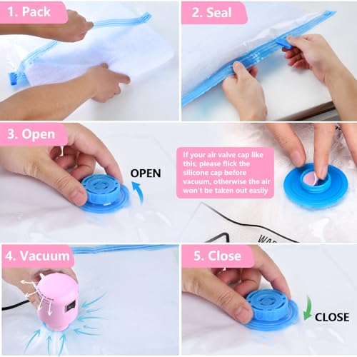 Image of Electric Pump for Vacuum Storage Bags, 55W 5000PA Portable Travel Vacuum Pump for Storage Bags, Pink