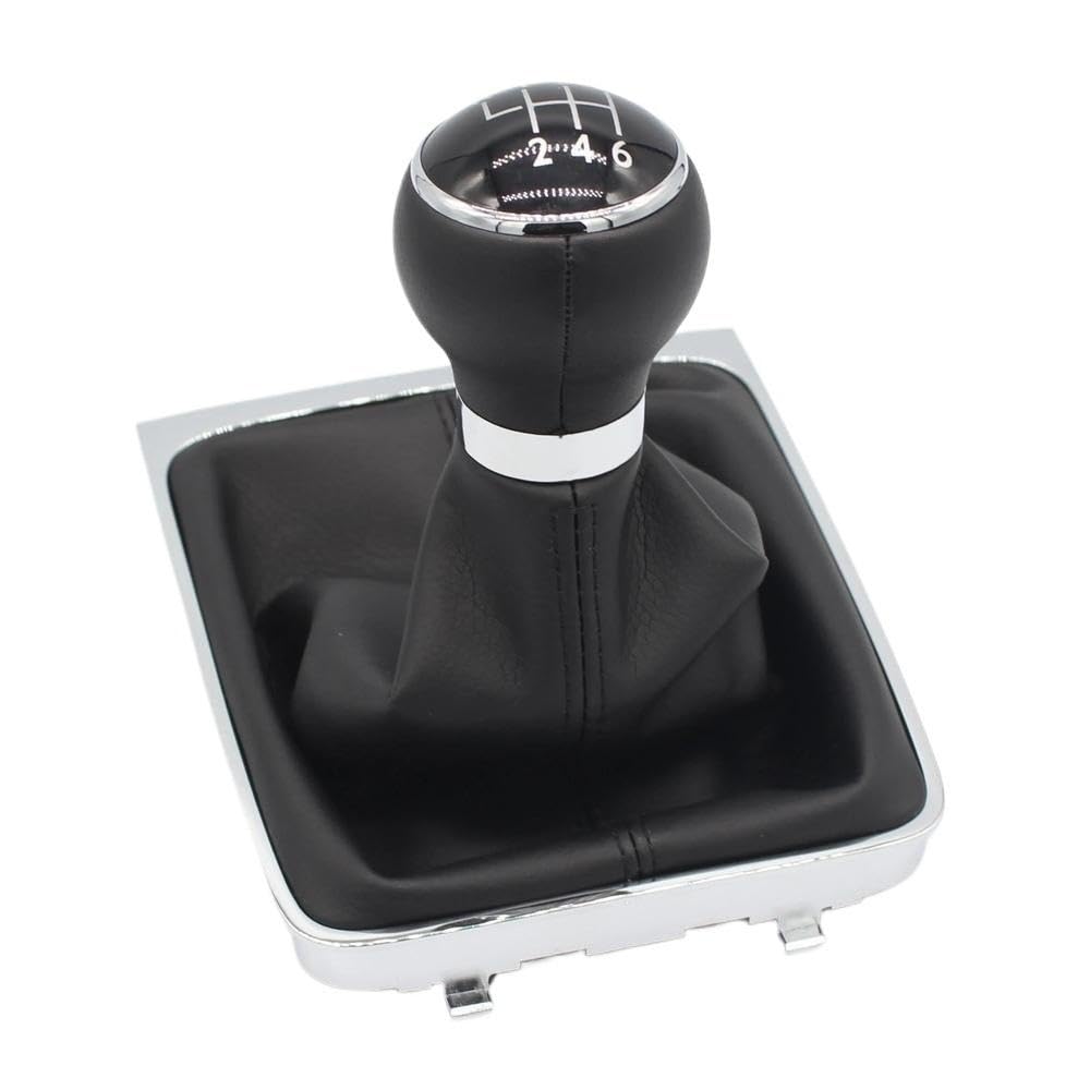 Ydxherta Leather 6 Speed For Passat B6 2005-2012 New 5/6 Speed Manual Gear Shift Knob Stick Shifter Gaiter Boot Cover Leather Auto Parts(Leather 6 Speed)