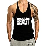 yeehoo uomo beast stampa sportivo canotta felpe canottiera da palestra fitness bodybuilding cotone