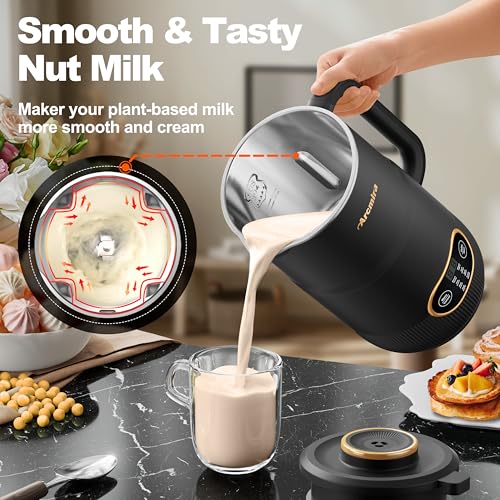 8 in 1 Nut Milk Maker, 8 Blade 35oz Homemade Almond, Oat, Coconut, Soy, Plant Based Milks and Non Dairy Beverages, Soy Milk Maker Machine with Delay Start/Keep Warm/Self-Cleaning/Boil Water image 4