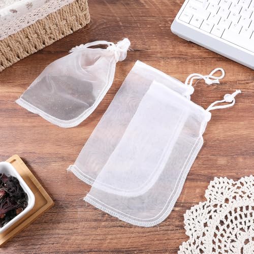 Image of QfwdfcTrenz 4 Pack 180μm Aquarium Filter Bags Aquarium Filter Bag Mesh Bags Drawstring Media Bag for Aquarium Purigen Packets for Aquarium Filter 7.5 * 3.6 inch Extra Fine Filter Impurities