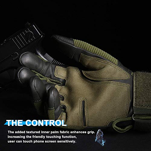 Wtactful Touch Screen Tactical Gloves For Men Airsoft Paintball Gear Motorcycle Mtb Bike Cycling Cross-Country Motorbike Atv Hunting Hiking Riding Driving Work Outdoor Full Finger Gloves S Green #TOP4