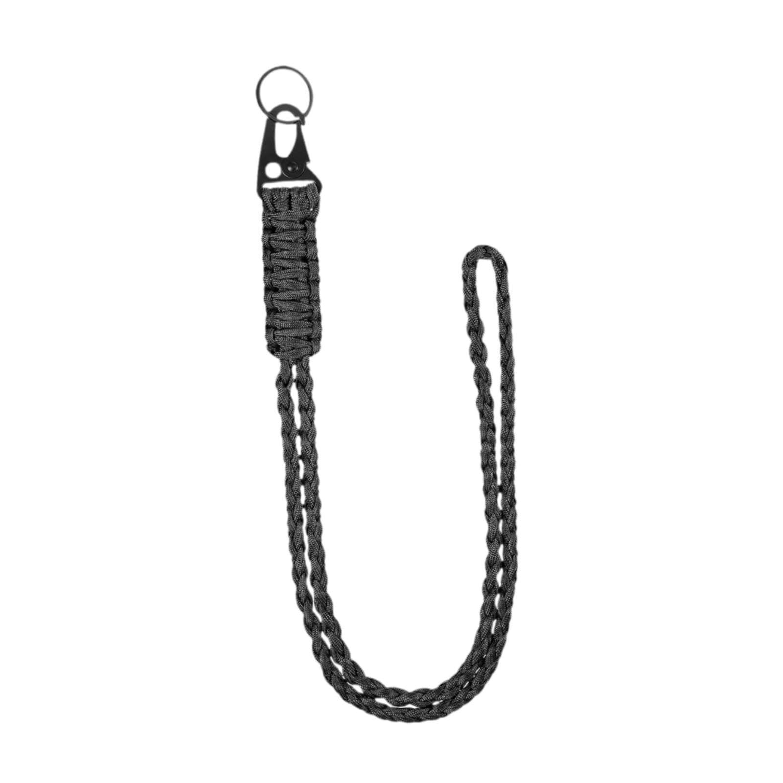 UJEAVETTE Paracord Lanyard Necklace Braided Key Lanyard for Climbing Outdoor Men Women Black-image-49