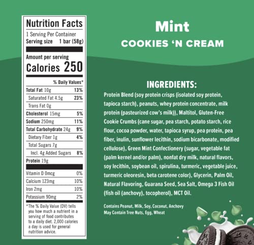 Jimmy! Protein Bar, Mint Cookies And Cream, Wake And Focus, 12 Count - Energy Bar With Caffeine, Omega 3 And Mct Oils, Low Sugar, High Protein #TOP1