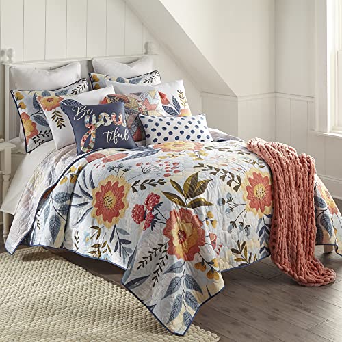 Donna Sharp King Bedding Set - 3 Piece - Coral Crush Contemporary Quilt Set With King Quilt And Two King Pillow Shams - Machine Washable #TOP6