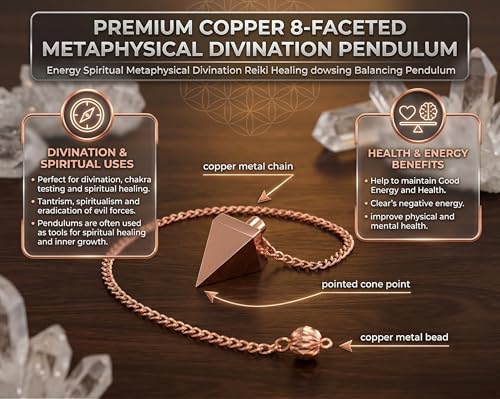 Image of 8 Facet Teardrop Copper Pendulum for Reiki Healing, Dowsing & Chakra Balancing - Divination & Meditation Tool for Energy Cleansing