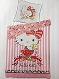  Bettwäsche Hello Kitty Bezug 135x200cm Kissen 80x80cm Wendebettwäsche Renforcé 50% Baumwolle 50% Polyester