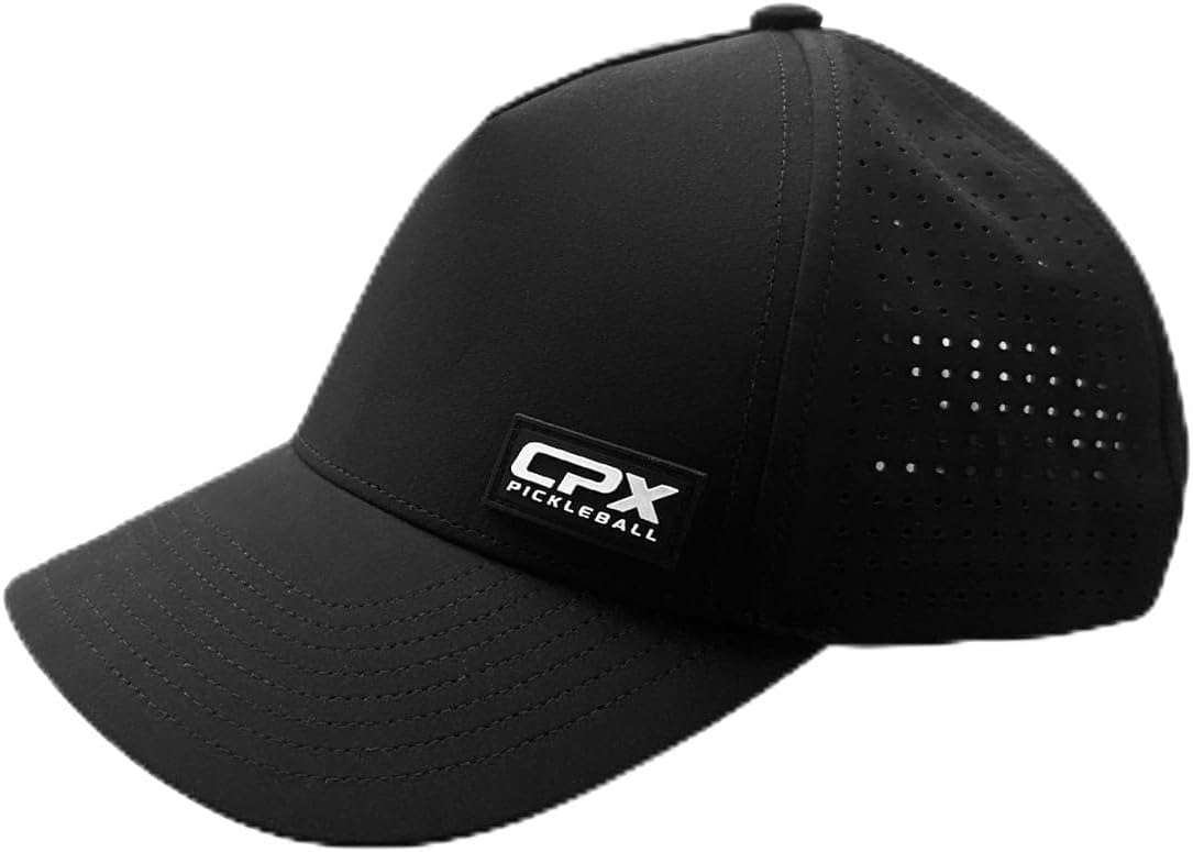 CPX ピックルボール ハイドロハット &ndash; 調節可能な軽量スポーツキャップ、屋外プレイ用の通気性の日焼け防止 ブラック