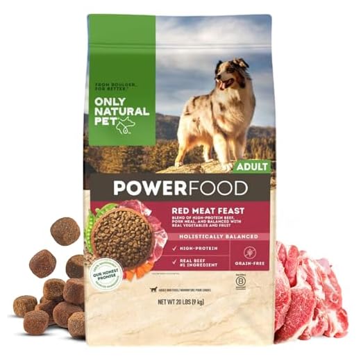 Only Natural Pet Dry Dog Food Canine PowerFood Formula - Paleo Inspired Formula with No Grain, Soy, Corn, Wheat or Oats - Red Meat Feast 20 lb Bag