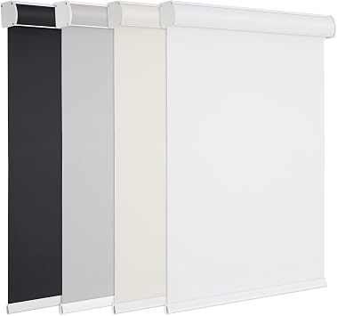 100% Blackout Roller Shades Cordless Blinds for Windows, Free-Stop Shades, Thermal Insulated Fabric, UV Protection, Natural Woven Blinds for Home and Office,White,Custom Sizes