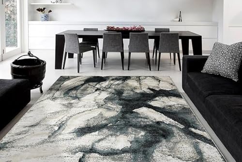 Image of Modern 3x5 Feet (90x150 CM) Silk Touch Carpet for Living Room Bedroom | Washable Anti-Skid | Multicolor Wave Pattern | Stain-Resistant Floor Rug for Bedroom Drawing Room