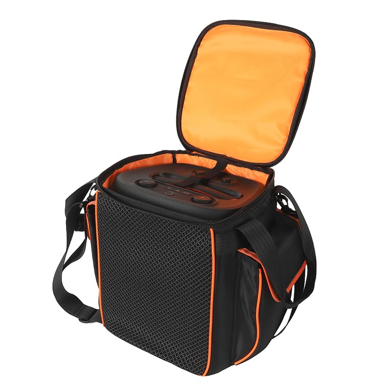 Custodia da viaggio per JBL Partybox Encore 2, borsa organizer portatile con tracolla e tasche laterali per microfono e accessori per cavi di ricarica
