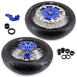 KKE 3.5/4.25x17'' Supermoto Wheels Rims Tire Set Compatible with YAMAHA WR250F 2001-2019 WR450F 2003-2018