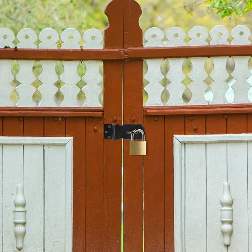 Image of 2 Pcs 3 inch Door Padlock Safety Hasp Latch, Stainless Steel Clasp Gate Lock Hasp with Fixing Screw Security Packlock Clasp for Cabinet Drawer Barn Door Window Shed Outdoor Fence Pet Cage Toolbox Black