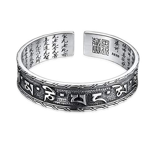 Bracelet mantra six mots jonc en argent femme et homme rigide 55g