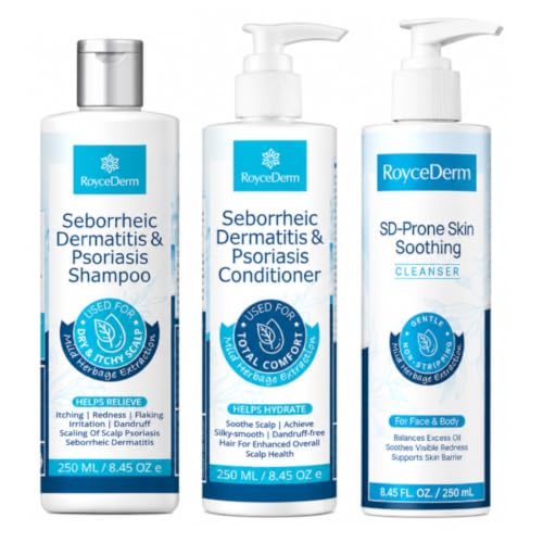 Roycederm Scalp, Hair &amp; Skin Care Set - Shampoo, Conditioner &amp; Foaming Face Body Wash
