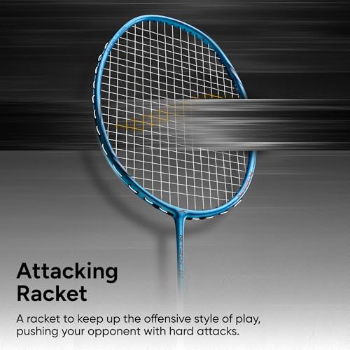 Image of Hundred Nitrix 10 Badminton Racket (Strung) | Carbon Fiber Frame | Head-Heavy Attacking Racket | Flexible Shaft for Powerful Smashes | Max Tension 30 lbs | Full Cover Included