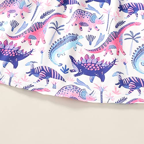 Younger Tree Kids Girl Cartoon Dinosaur Print Tunic Casual Princess Party Dress Sundress(Purple Dino, 3-4T) #TOP5