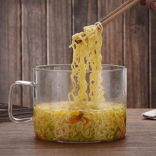 HONGYAN Household glass bowl Transparent salad bowl Heat-resistant instant noodle bowl with lid Creative microwave bowl HJXL-1005/250ml double bowl