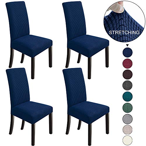 NORTHERN BROTHERS Dining Chair Covers Stretch Chair Covers Parsons Chair Slipcover Chair Covers for Dining Room Set of 4,Navy Blue