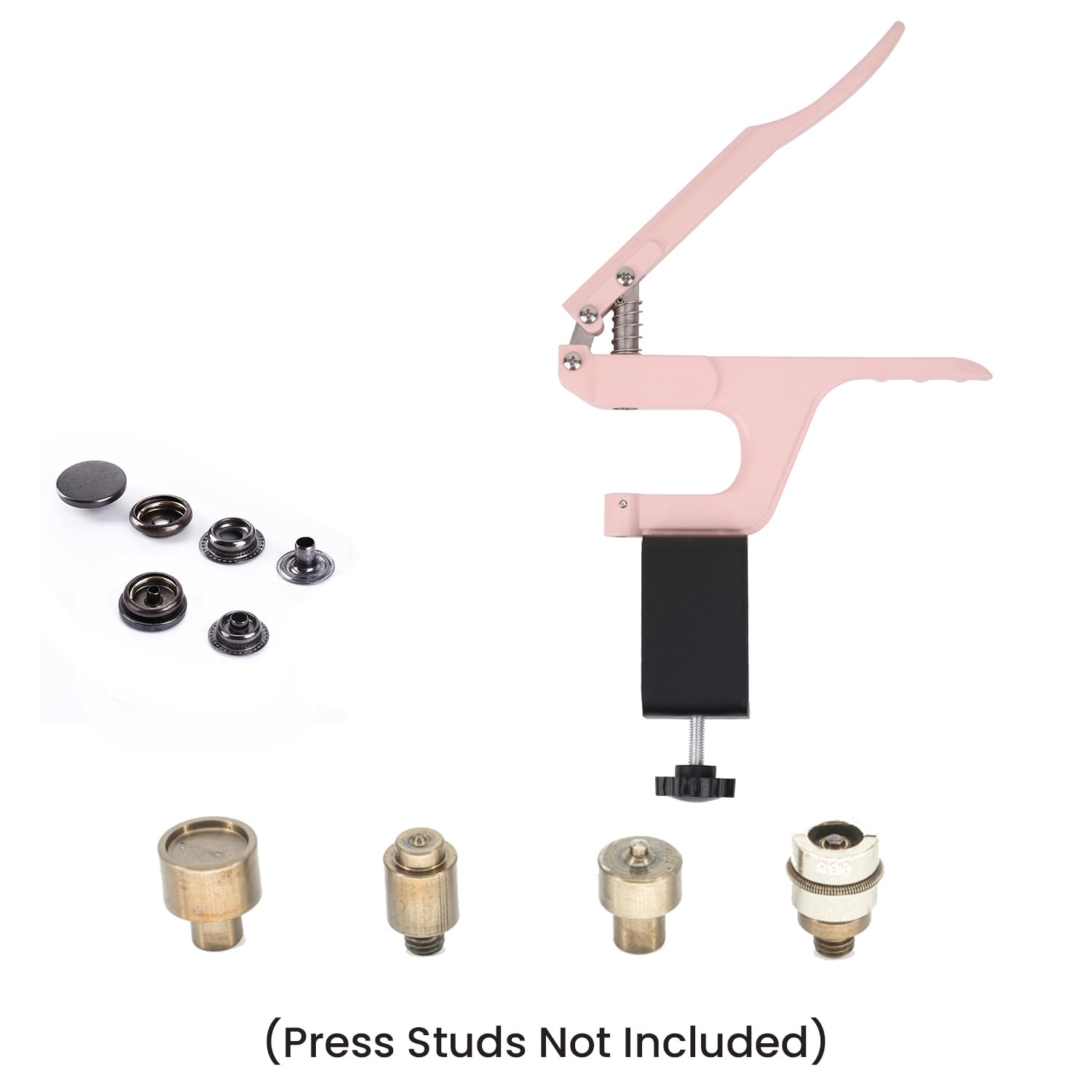 WedDecor Set di fustelle con bottoni a pressione da 15 mm e pinza ZYT rosa con morsetto da banco, bottoni senza cucire, kit di strumenti di installazione per giacche in pelle fai da te, borse, lavori
