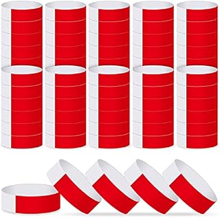 ASTARON Event Wristbands 200 Pcs Paper Wristbands for Events Waterproof Event Bracelets Arm Bands Red Party Wristbands for Events Clubs Lightweight Concert Wristbands