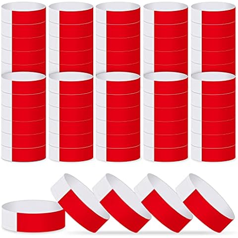 ASTARON Event Wristbands 200 Pcs Paper Wristbands for Events Waterproof Event Bracelets Arm Bands Red Party Wristbands for Events Clubs Lightweight Concert Wristbands Cover