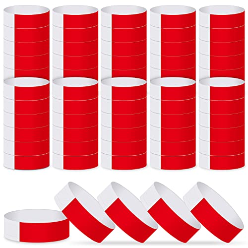 ASTARON Bracelets d'entrée 200 pièces Bracelets en papier pour événements Bracelets d'événement étanches Brassards Bracelets de fête Rouge pour...