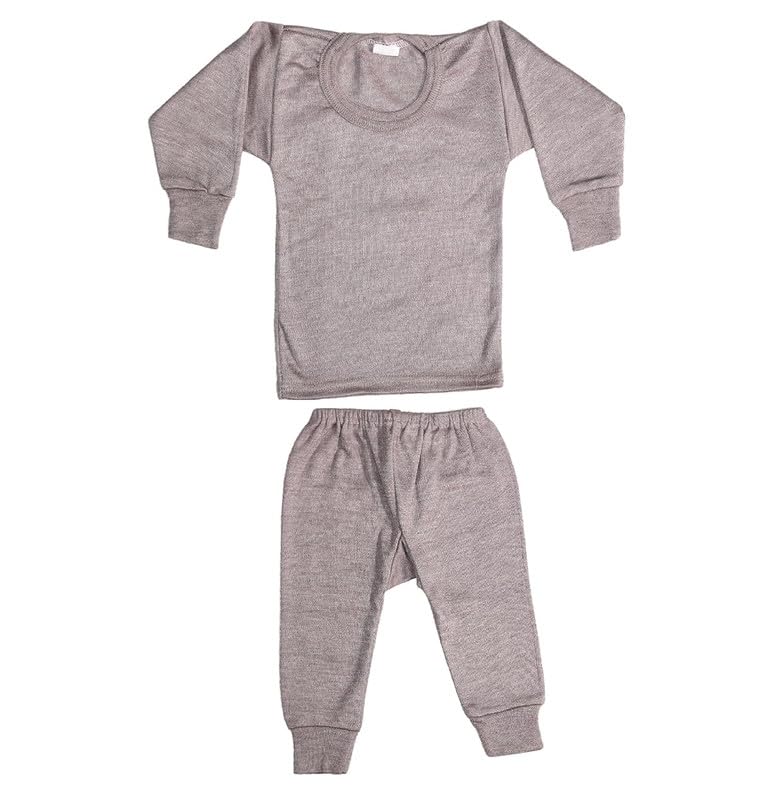 Round Neck Winter Thermal Set of 1 Top Trouser for Kids/Thermal for Boys and Girls/Kids Thermal_Brown_2-3 Years 3