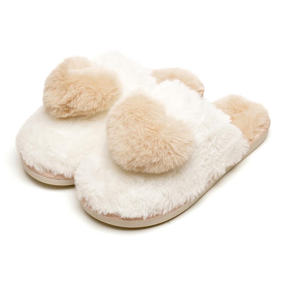 Pantuflas de pelo sintético suave con relieve de corazón A2Z de mujer 8