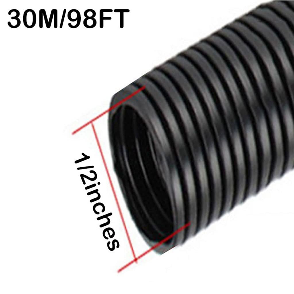 98FT 1/2 "Tubo De Alambre Dividido Tubo De Conductos, Tubo De Tubo De Manga Negra Tubo De Tubos De Tubos De Protección Cubierta De Manguera De Conducto Cable Eléctrico