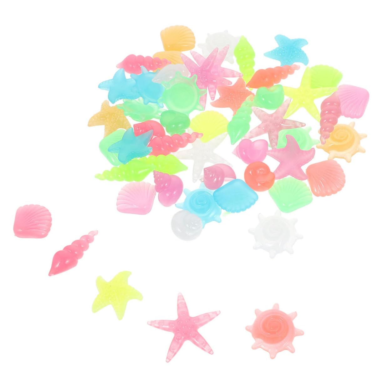 Mipcase 100pcs Rocks Fish Tank Glow Stones Bulk Resin Aquarium Decor Glowing for Aquarium Garden Landscaping