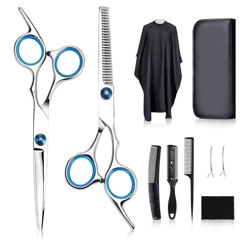 Professional Hair Cutting Scissors, Thinning, Shears Kit, Barber Scissors Kit with Hairdresser Scissors Haircut Shears Hair Layering Scissors for Home, Salon (1 pack)