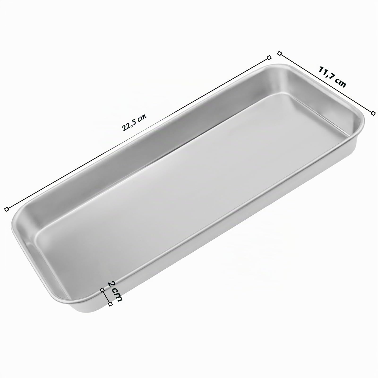 Lot de 10 Plat INOX rectangulaire en Acier Inoxydable Plateau rectangulaire- 22,5 x 11,7 x 2 cm - Petit Plateau de Laboratoire - Utilisation dans Les laboratoires, Les hôpitaux