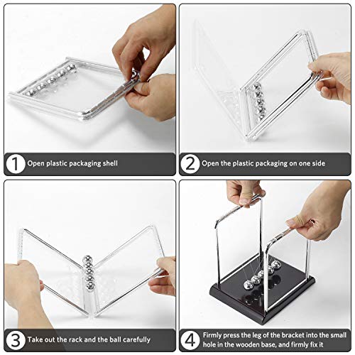 Newtons Cradle Balance Balls with Black Plastic Base Fun Science Physics Learning Desk Toys Fun Gadget 5 Pendulum Balls for Office and Home Decoration-Large Plastic Black