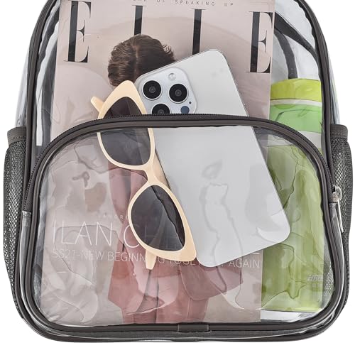 Image of Busiuw Clear Backpack for Stadium Events 12x12x6 with Front Pocket for Concert Sport Fashion Women Backpack Events Work Travel(Charcoal Gray)