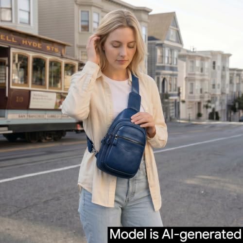 Image of Genuine Leather Sling Bag for Men and Women Crossbody Shoulder Bag Sling Backpack Chest Purse Carry on Casual Daypack | Genuine Leather