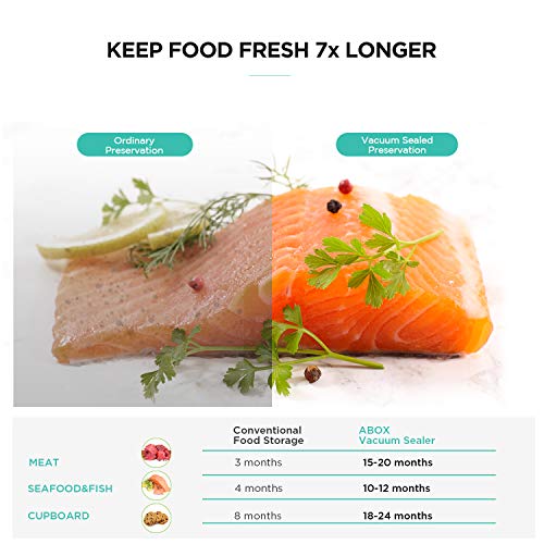 Vacuum Sealer Machine, ABOX V66 Fulll Automatic Vacuum Air Sealing System for Food Saver, with Built-in Cutter and 10 Bags