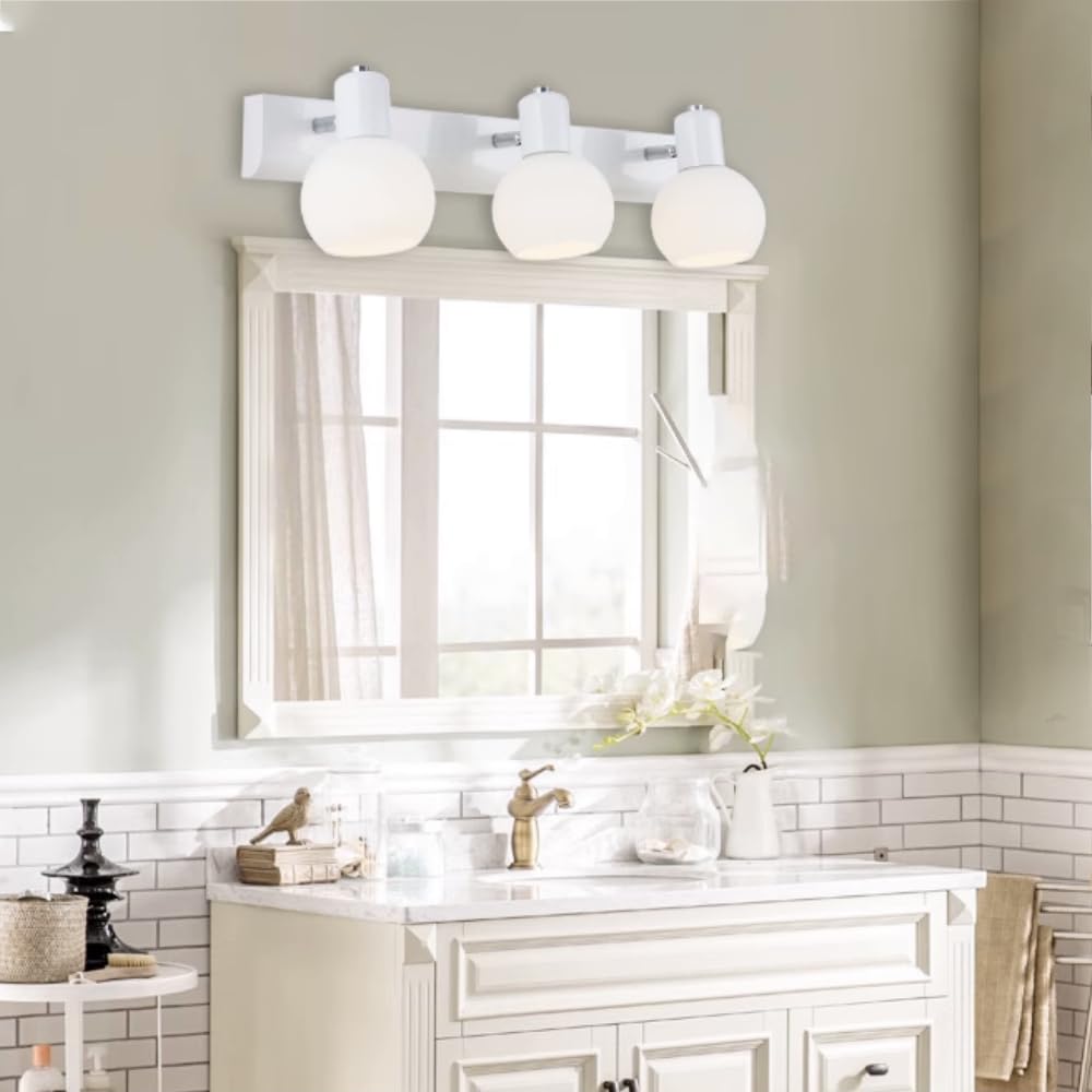 XINYASEE Applique murale pour lavabo de salle de bain avec miroir E14, idéale pour un dressing, une armoire à glace ou un meuble de rangement (Blanc-3)