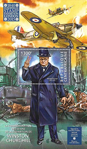 Francobolli da collezione - Winston Churchill la Seconda Guerra Mondiale Spitfire MNH Stamp singolo foglietto / Africa Centrale / 2015